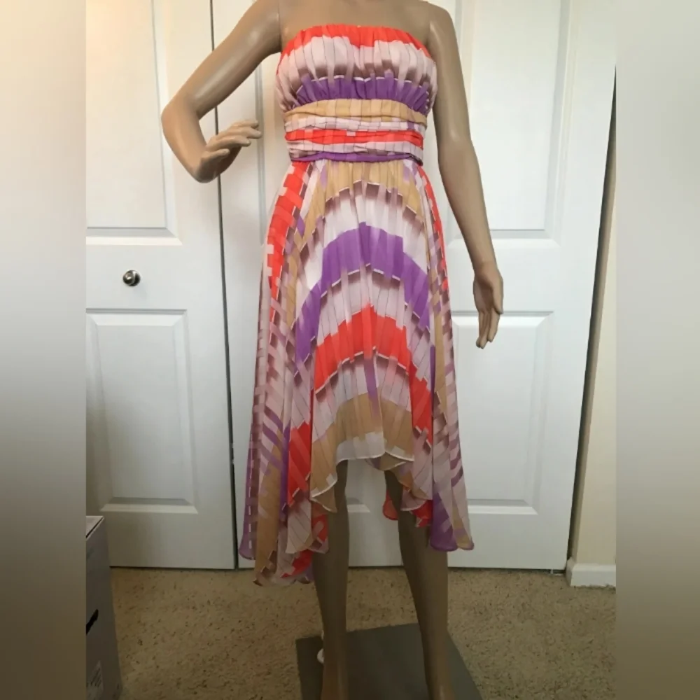 Beautiful GUESS Flowy Orange White Purple Dress M L - Picture 2 of 9
